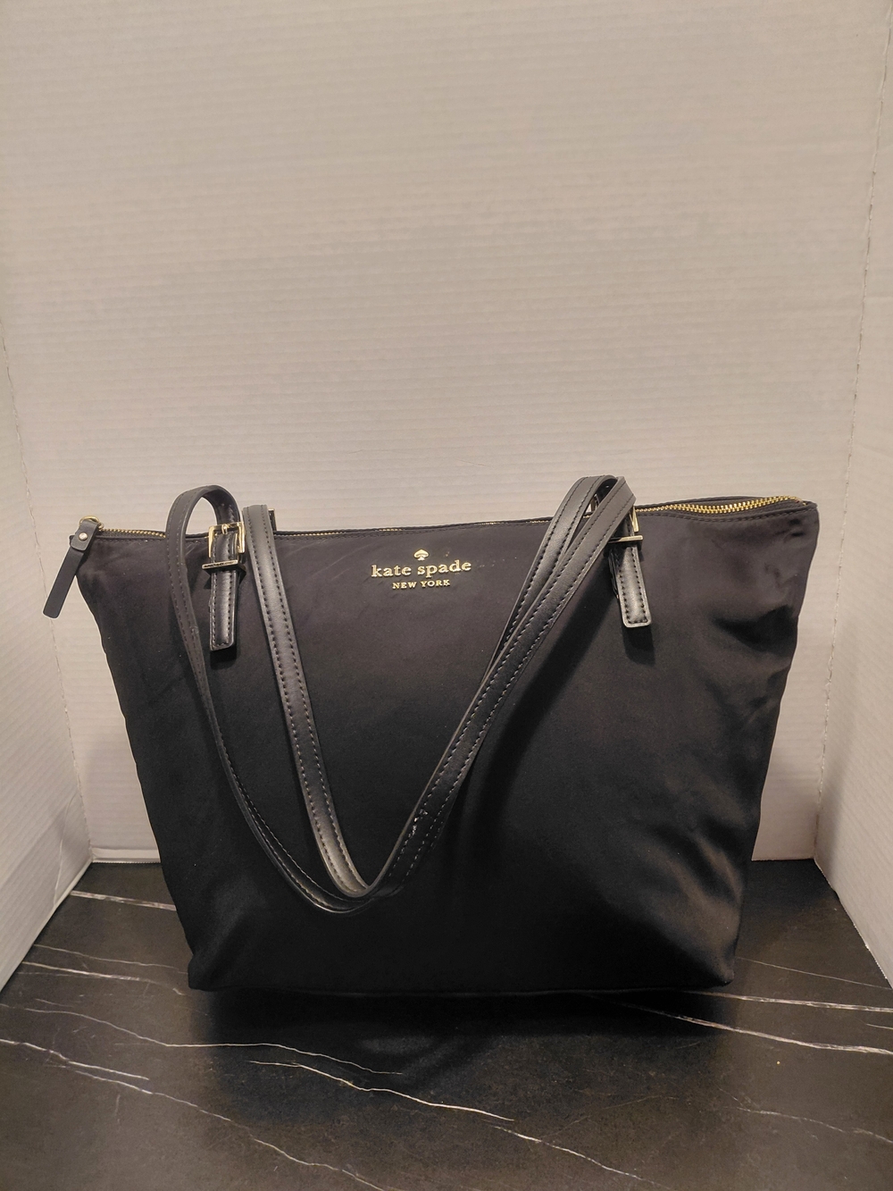 kate spade Black Nylon Zip-Top Tote